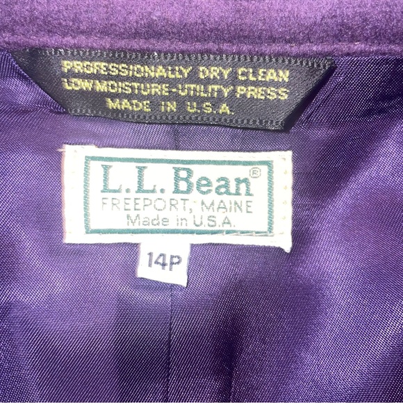 LL Bean Wool Cashmere Blend Purple Blazer Jacket made in USA size 14P - Picture 7 of 9
